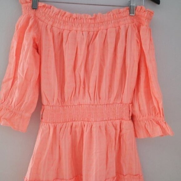 NWT Lilly Pulitzer Louisa Mini Dress Size Medium Off The Shoulder Orange - Picture 8 of 12